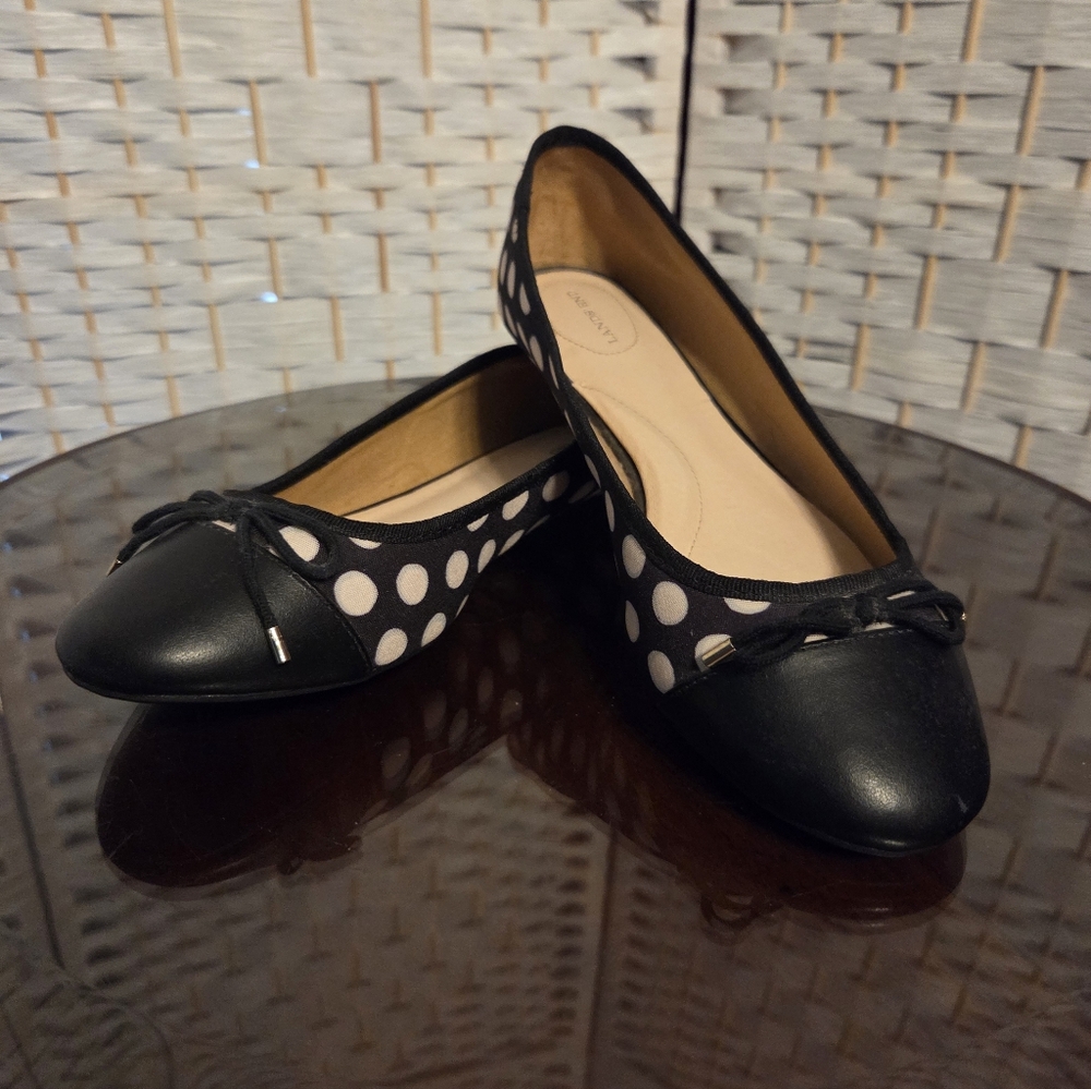 Black and Beige Polka Dot Women's Flats By Lands End 8M